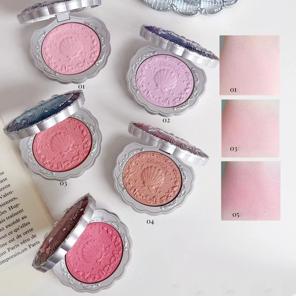 Flor sabe concha jóias coleção profissional maquiagem presente conjunto sombra blush lábio esmalte configuração pó correção primer kit