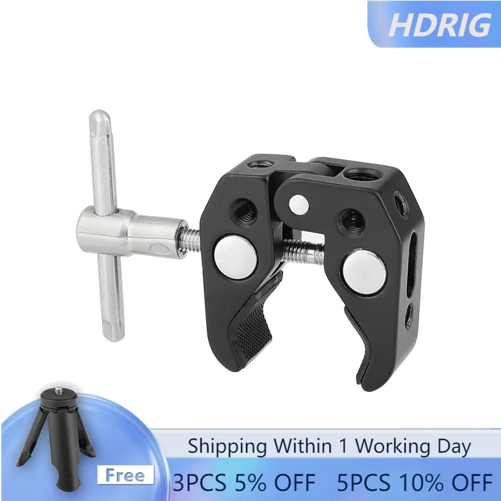 HDRIG Super Clamp Crab Pliers Clip With 1/4 And 3/8 Threads & Locating Holes For DSLR Camera Accessory /Umbrellas/Hooks/Shelves