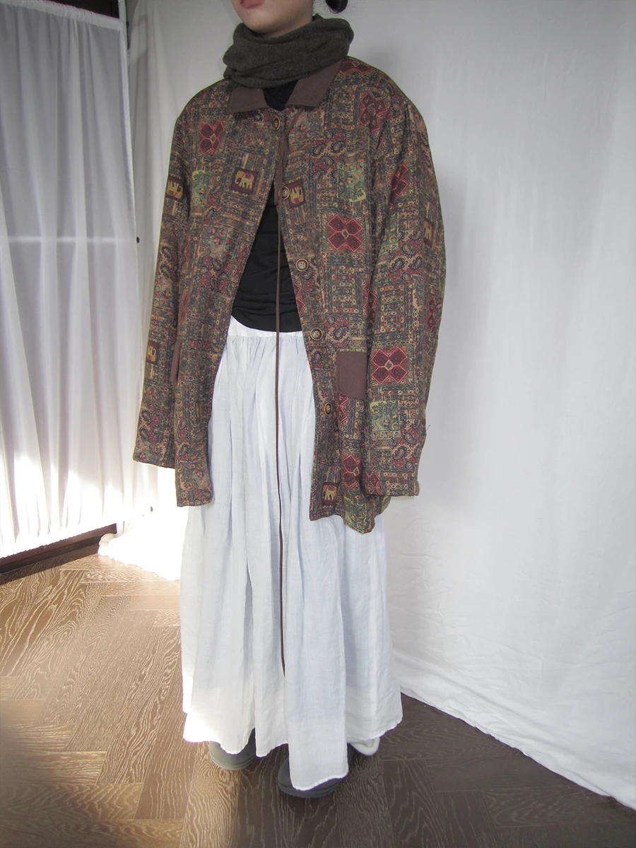 

Свободная хлопковая куртка с цветочным принтом, женская теплая верхняя одежда, корейская зимняя одежда для поездок на работу, Новое поступление, дизайн Sense, художественный