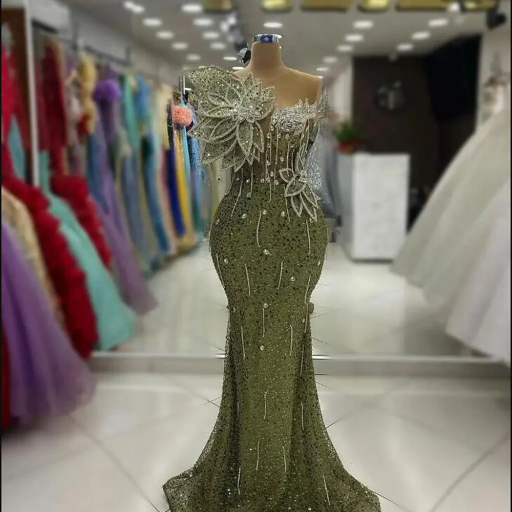 

Aso Ebi Mermaid Prom Dresses For Black Girls Customized Illusion O Neck Sequins Beads Pearls Evening Gown Plus Size Dress 2025