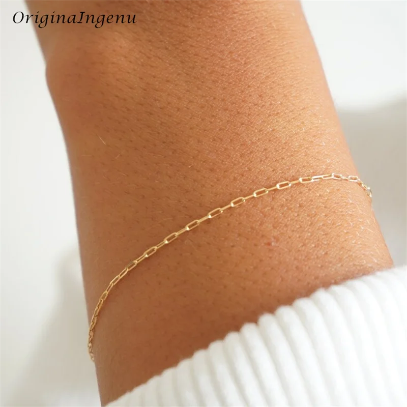 Paperclip Chain Bracelet 14K Gold Filled Dainty Rolo Chain Bracelet Delicate Jewelry Tarnish Resistant Jewelry for Women