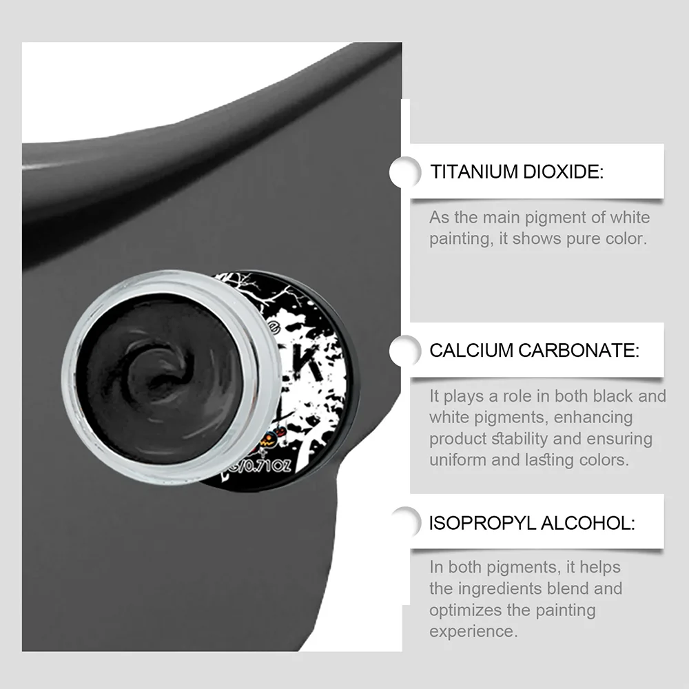 Kit de pintura corporal para rostro de Halloween, juego de maquillaje de larga duración en blanco y negro con pinceles para fiestas festivas, disfraces y eventos de carnaval