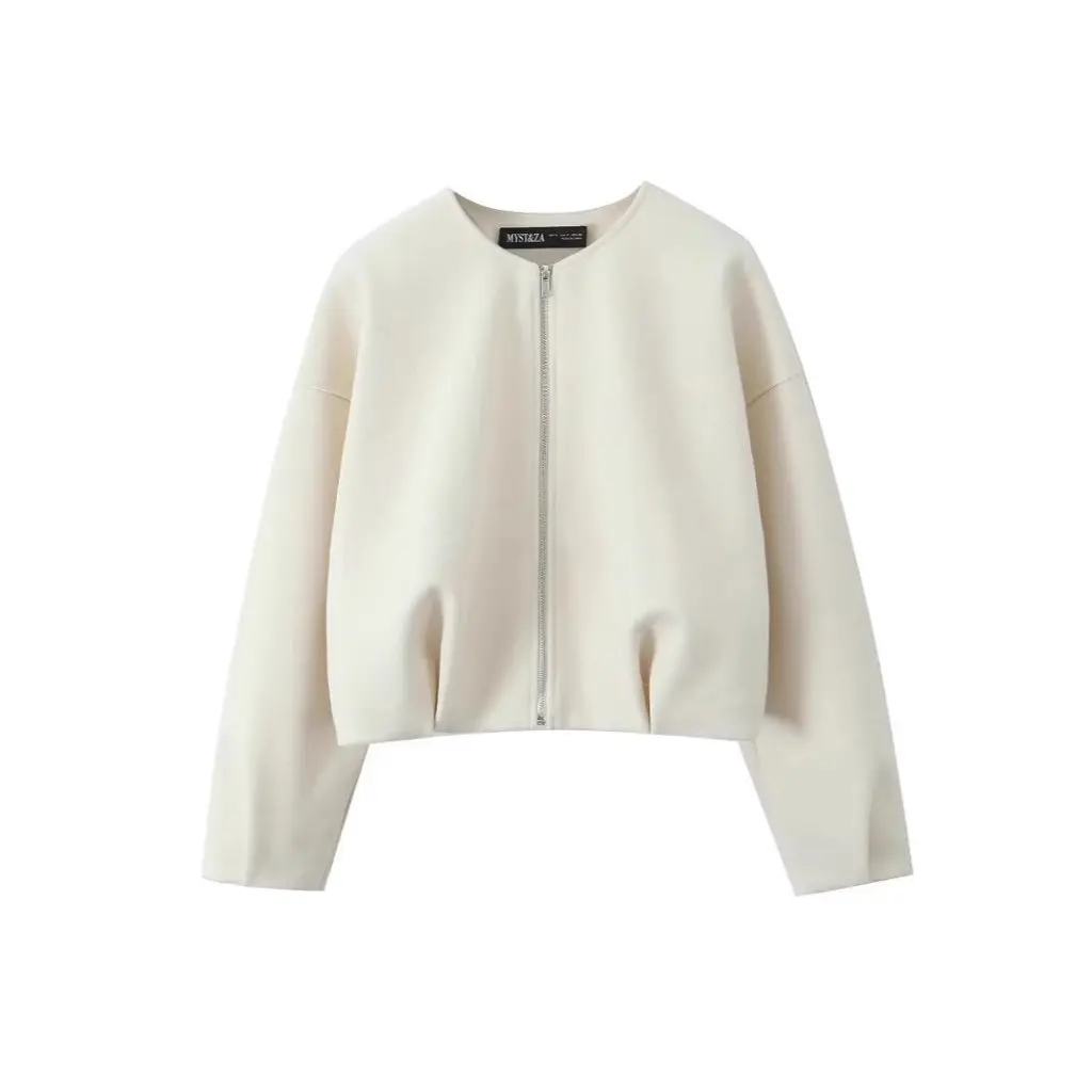 

Женская пушистая мягкая темпераментная куртка-авиатор, шерстяное пальто с круглым вырезом, модное в европейском и американском стиле