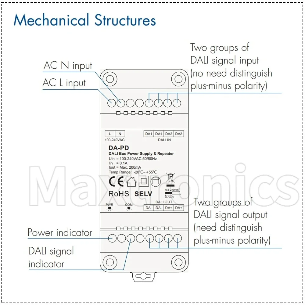 

НОВЫЙ источник питания и повторитель шины DALI DA-PD 100–240 В переменного тока, 200 мА, для улучшения и передачи сигналов DAll (двунаправленный)