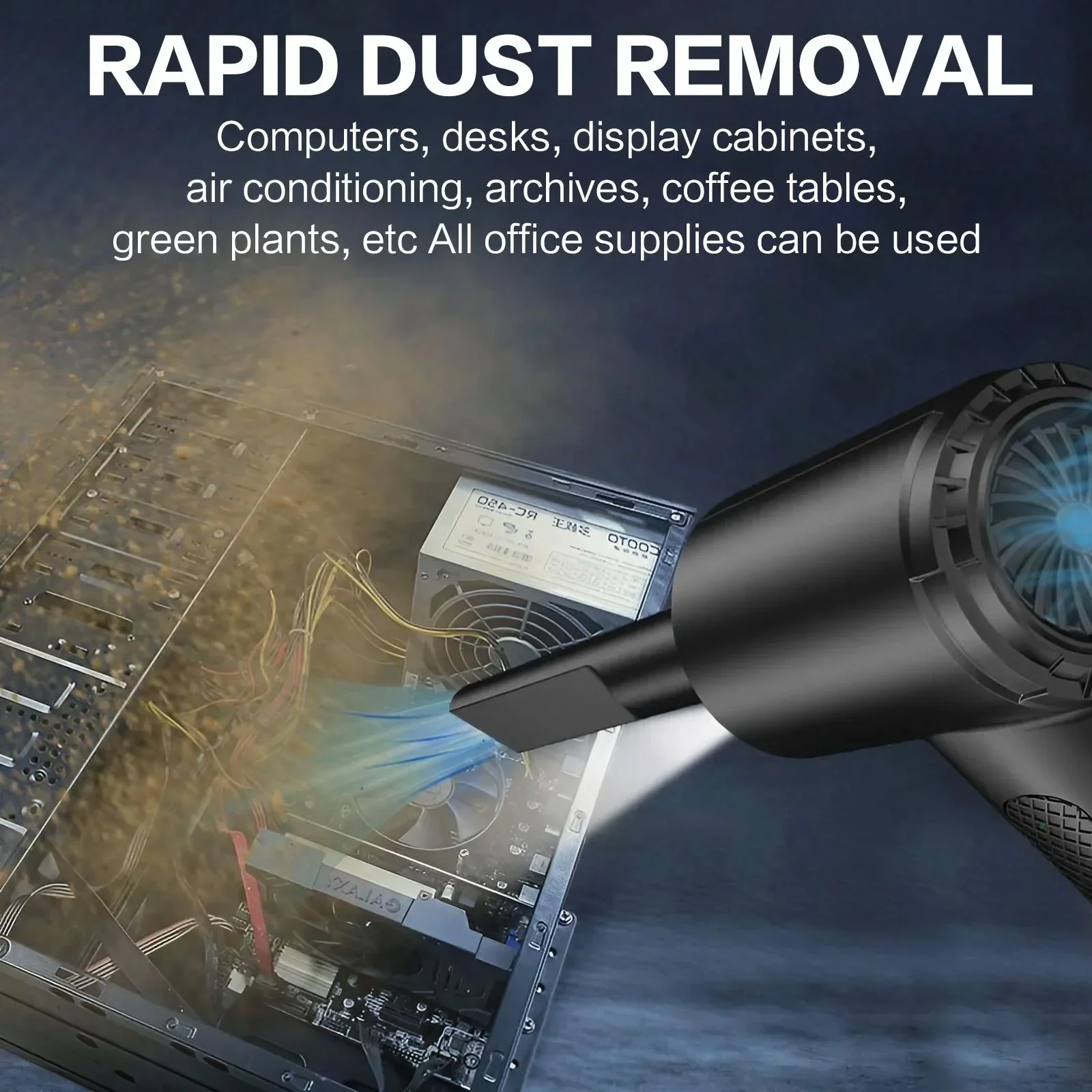 6000mAh Electric Air Duster Rechargeable Cordless Blower, 3 Speed Adjustable Air Cleaner Up to 51000RPM with LED Light, Portable Powerful Dust Removal Tool for PC Computer Keyboard Laptop Electronics Office Home and Car Cleaning