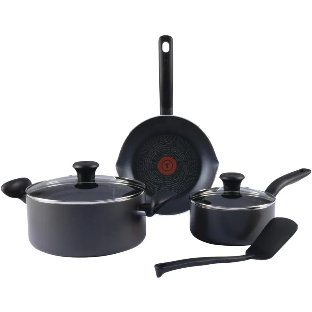 

T-fal Initiatives Nonstick Cookware Set 6 Piece Oven Safe 350F Cookware, Pots and Pans, Oven, Broil, Dishwasher Safe Gray