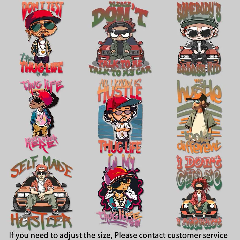 Hip Hop Character Designs Urban Trend Illustrations Transfer Iron-on Clothes Quick - drying Heat Transfer DIY Decoration