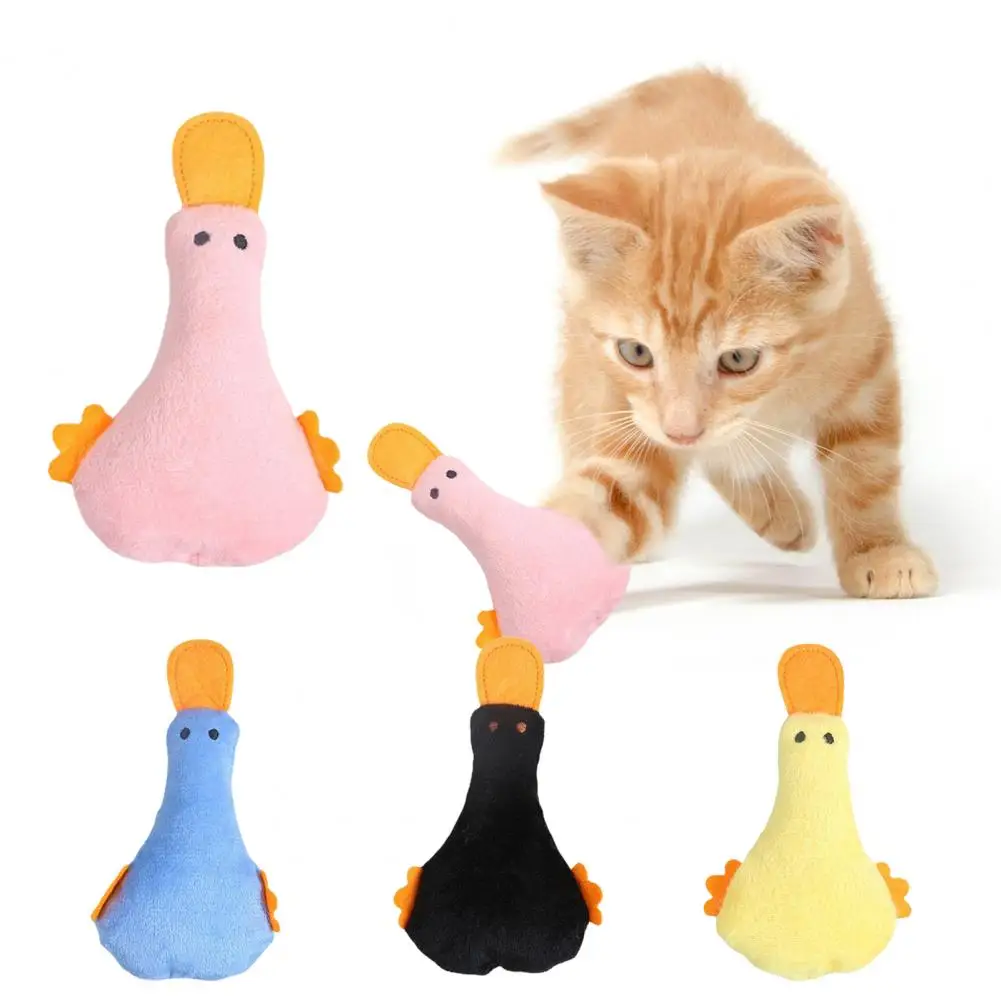 Pet Duck Toy Cute Shape Contains Catnip Sound Paper Included Teeth Cleaning PP Cotton Plush Duck Cat Teaser Toy for Home