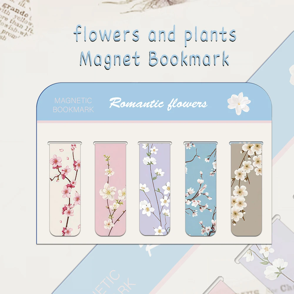 10PCS Creative Flower Magnetic Bookmarks Decorative Book Pages, Literary Handbooks, Annotated Bookmarks
