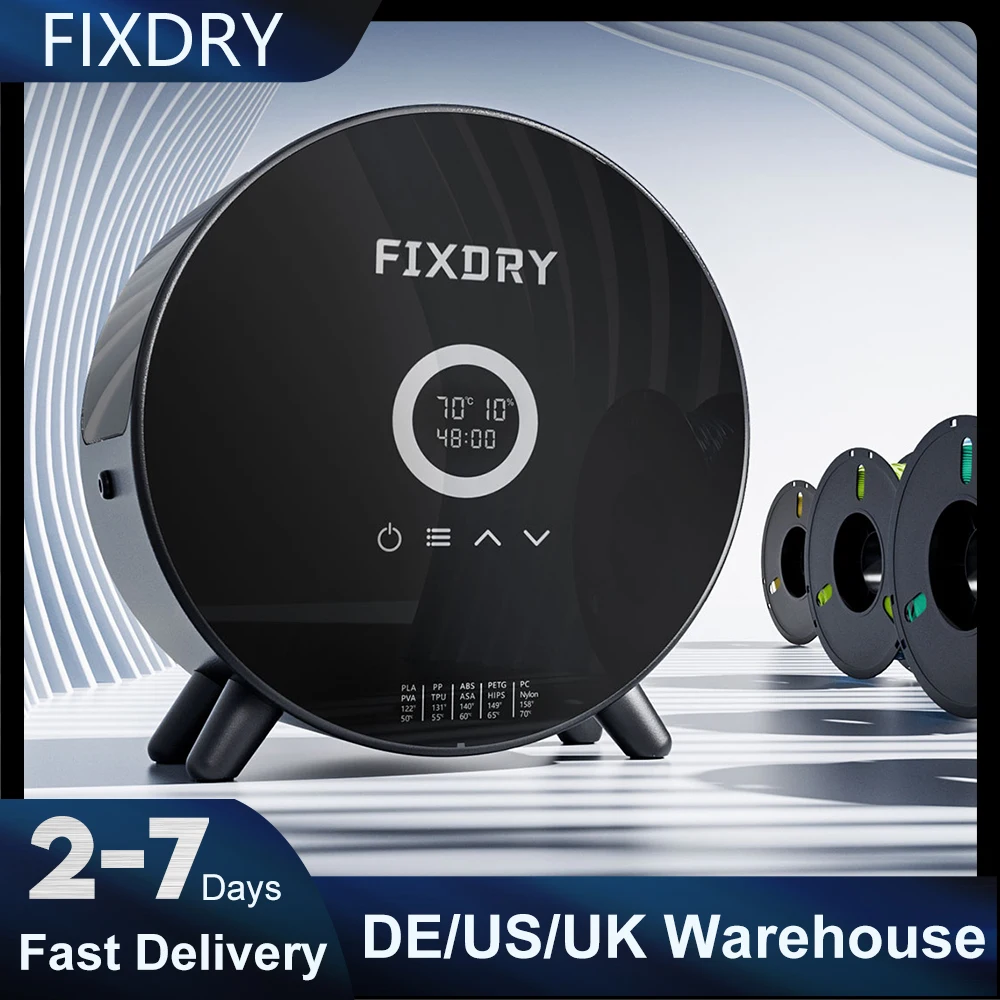 FIXDRY NT2 Upgrade Touch Screen Filament Dryer 1KG 3D Printer Filament Box 360°Hot-air Real-time Temperature Humidity Monitor