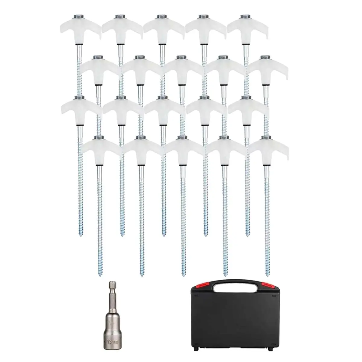 Best sales 2026 20 Pack in Tent Stakes Heavy Duty,8 '' Ground Anchors in,Metal Stakes with Hex Head Driver and Storage Box