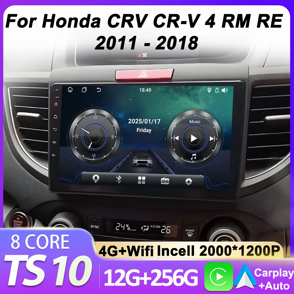 

For Honda CRV CR-V 4 RM RE 2011 - 2018 Car Multimedia Video Player Autoradio Mirror Link Smart CarPlay Monitor 8 Core Bluetooth