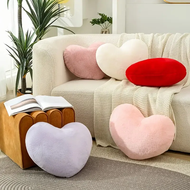 Valentine‘s Day Gift Heart Pillow Cute Fuzzy Throw Pillow for Home Decor Photo Shoot Prop Romantic Decorations Cushion - view 2