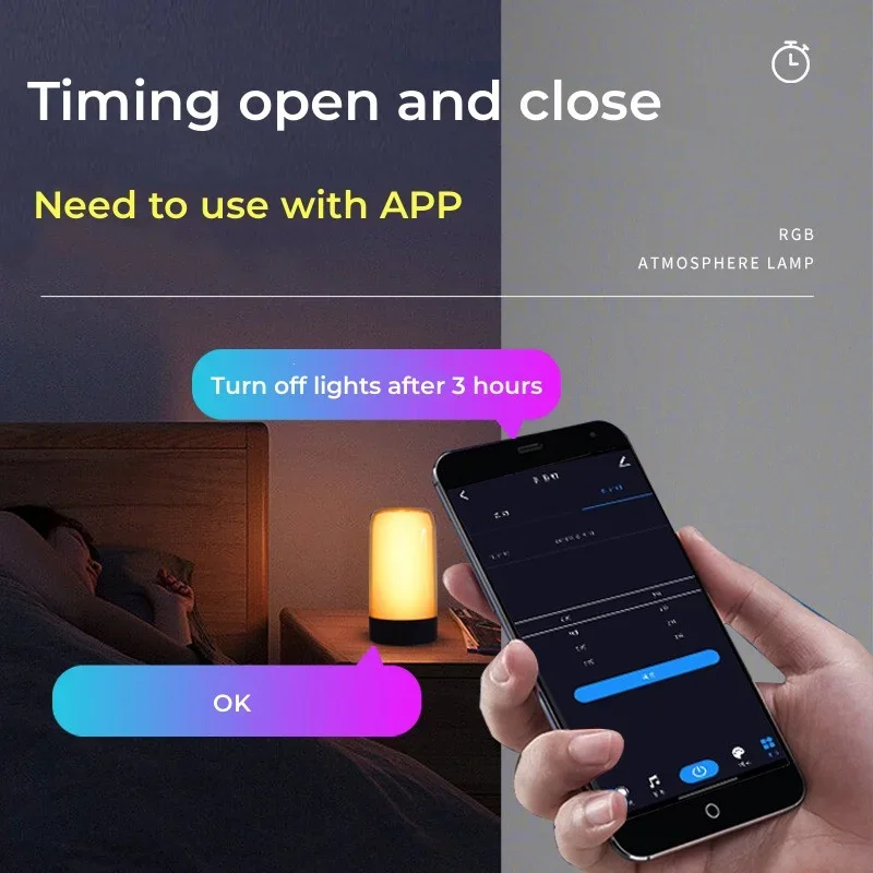 RGB Tuya inteligentne światło nocne pilot aplikacji Bluetooth sterowanie głosem przyciemniane mała lampa stołowa neonowe oświetlenie otoczenia symfoniczne