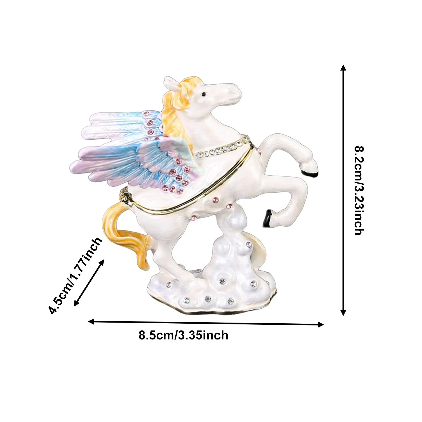 صندوق حلية متمحور صندوق مجوهرات الديكور للأساور والقلائد والأقراط والخواتم تذكارية بالمينا مع الجناح