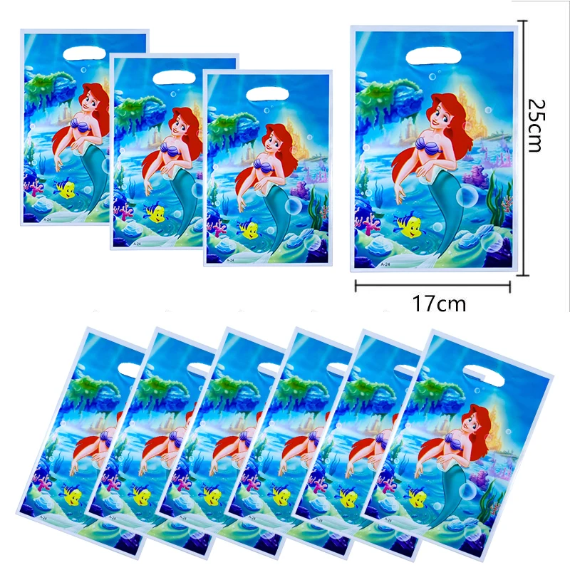 10pcs Mermaid Birthday Party Decoration Kids Shower Girls Tableware Supplies Gift Bags Cartoon Ariel Candy Box Party Decoration