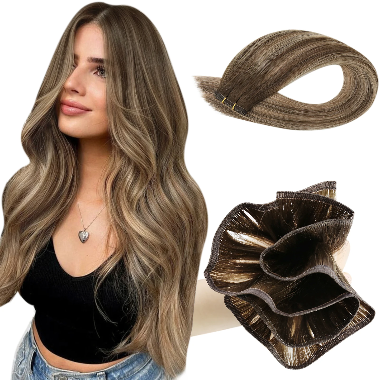 [Laatste 12 Maanden] Ugeat Plat Zijde Haar Inslag Maagdelijke Menselijk Haar Inslag 100% Naaien In Haar Inslag Hair Extensions - afbeelding 1