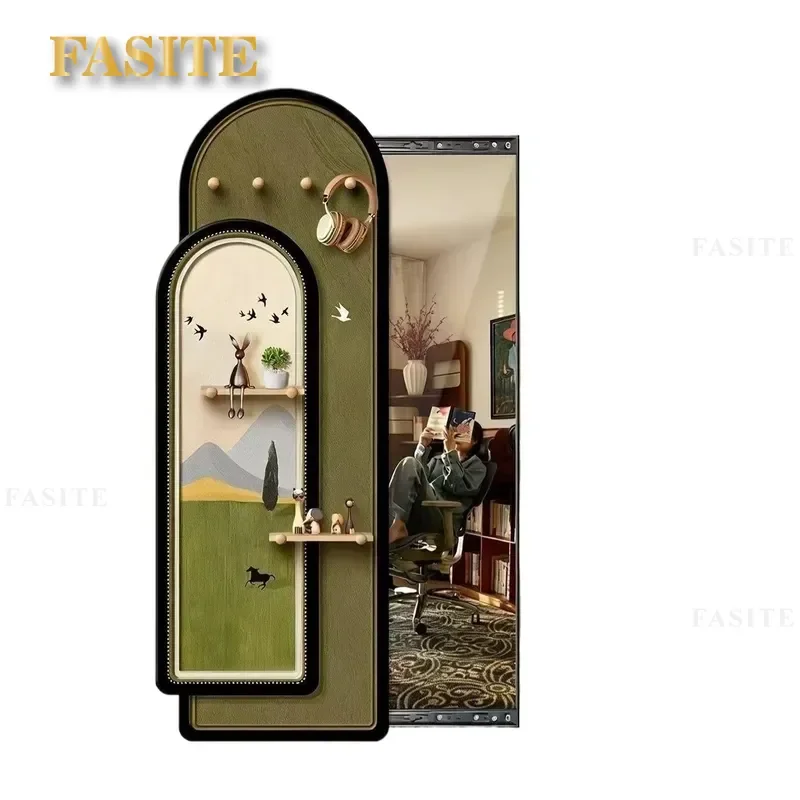 For Medieval Entrance Invisible Sliding Full Body Mirror Decorative Painting 2026 New Hole Plate Cover Hidden Full Length