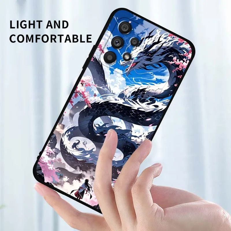 Anime Dragon Design For Samsung A73 A72 A71 A55 A54 A53 A52 A51 A13 A22 A16 A15 A12 A14 A26 A07 5G Black Phone Case view 4