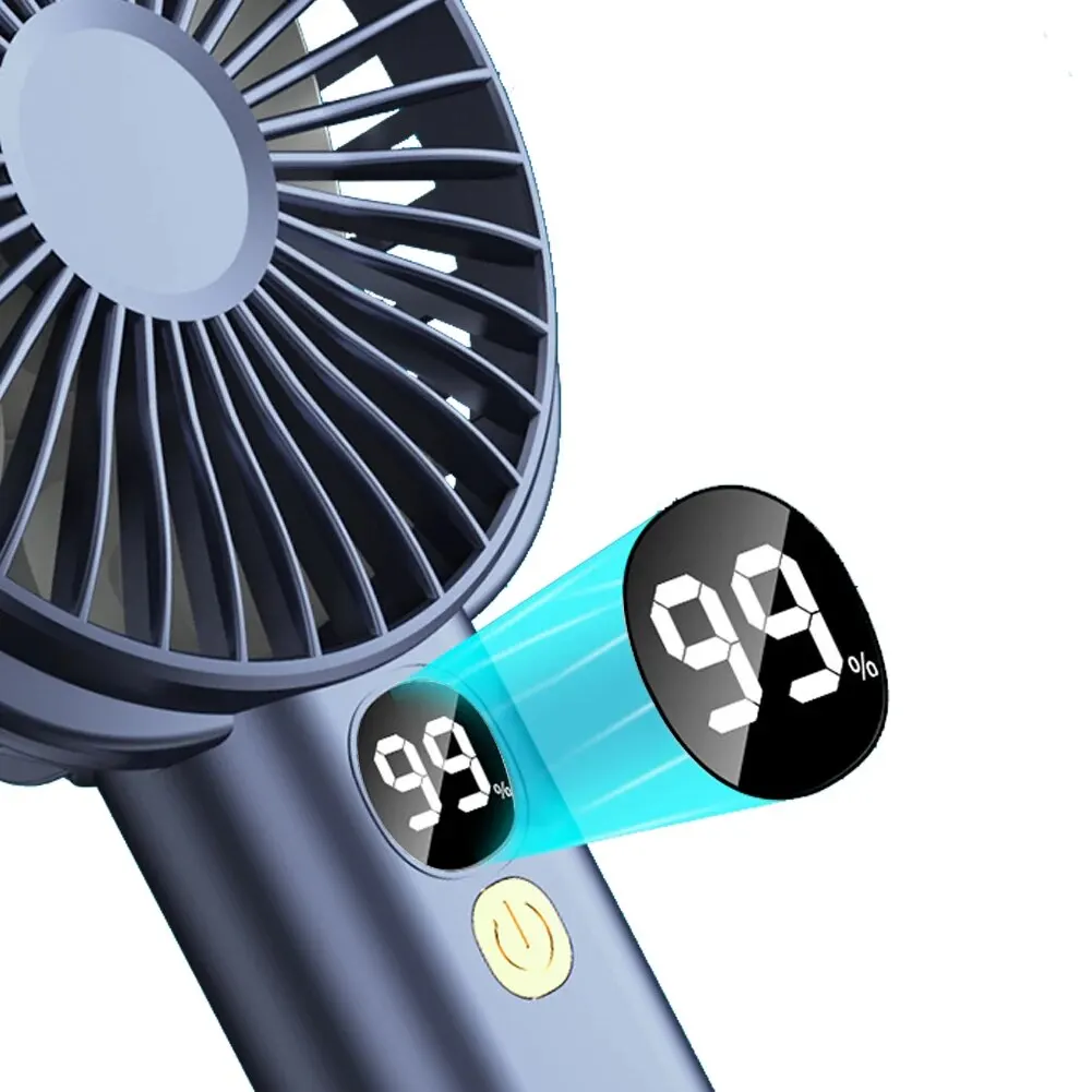 Mini-Handventilator mit starkem Wind, Digitalanzeige, Mini-Desktop-Luftkühler, Ventilator, USB wiederaufladbar, 5-Gang, langlebig