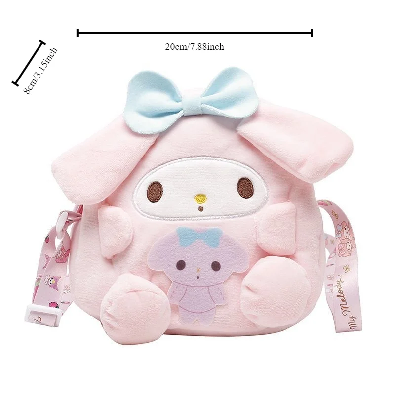 Sanrio Kuromi Plush Bag Summer Cute Sanrio Doll Messenger Bag Pudding Dog Children Cartoon Pendant Bag Fashion Birthday Gift New