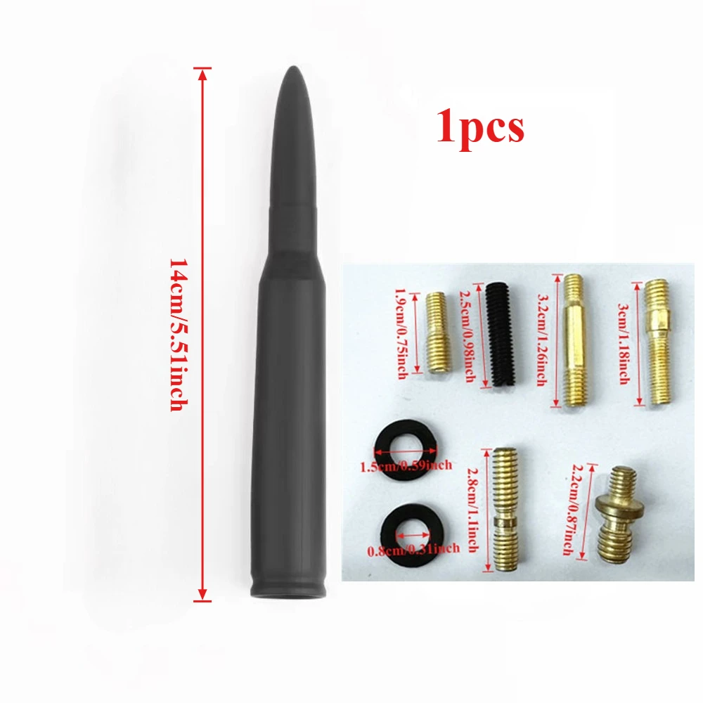 1pcs- For Ford Raptor F150 Jeep Grand Cherokee. 14cm bullet shaped black antenna signal aluminum alloy AM/FM receiver.