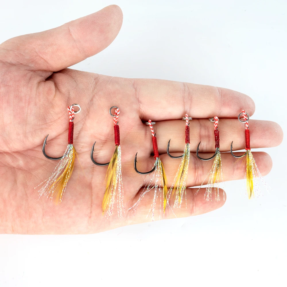 100PCS Fishing Assist Single Hooks 10#-15# High Carbon Steel Fishhook for Slow Pitch Jig Vertical Jigging Lures