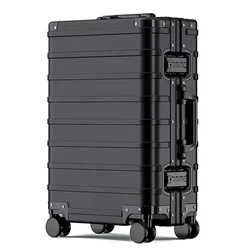 100% Aluminum Alloy Suitcase Mute Wheel Sturdy Trolley Case Password Lock Carry on Luggage Double Closed Inner Design Suitcase