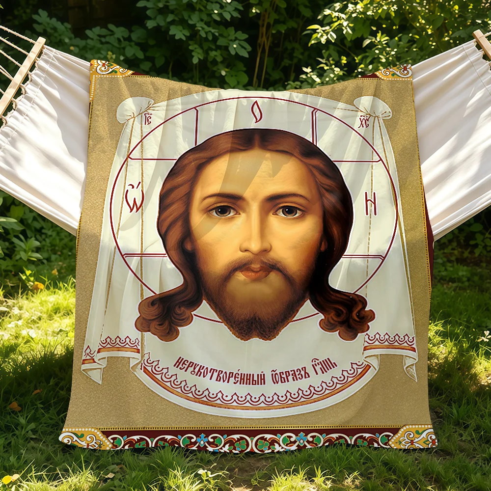 Jesus Christ Holy Face Blanket Cozy Warm Comfortable Soft Throw All Season Use Suitable For Couch Office Bedroom Gifts