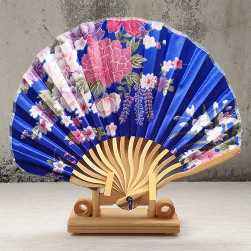 Hand Fold Fan Vintage Style Bamboo Wood Silk Flower Japanese Chinese Artificial Pink Wedding Girl Man Dance wedding Fan