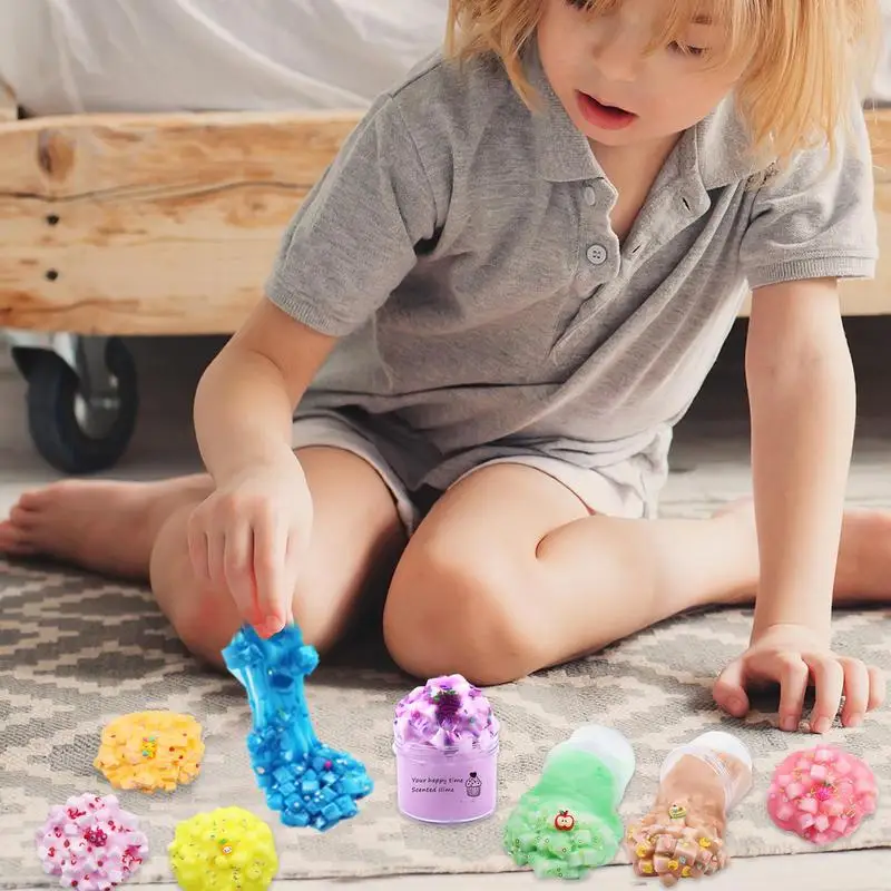 Butter Sludge Toy 11pcs Cute Stress Relief Toy With Charm Non-Sticky Super Soft Stress Relief Sensory Toy For Girls And Boys