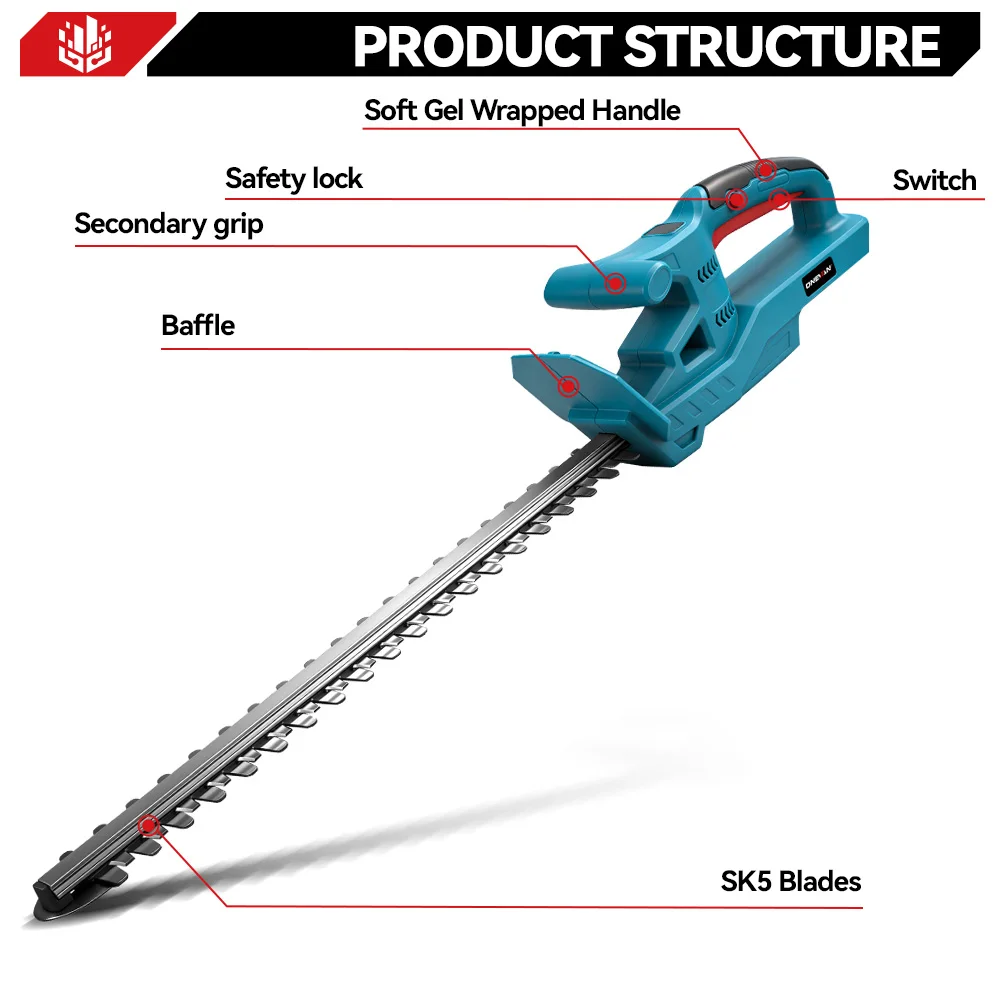 ONEVAN 3000W Cordless Electric Hedge Trimmer Handheld Pruning Saw Lawn Mower Garden Trimming Power Tools For Makita Battery Pin