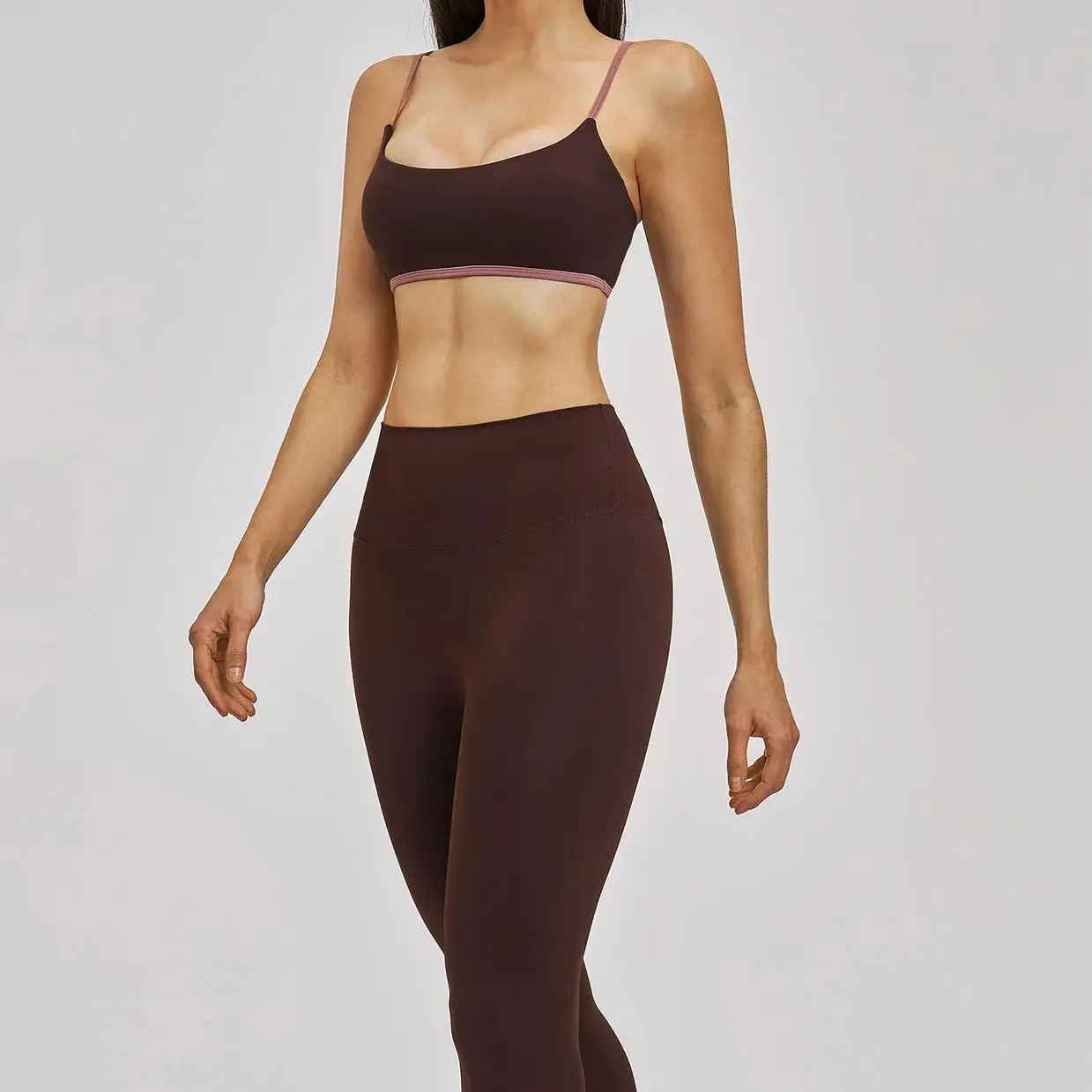 Ningyu Yoga Set Sportswear 2PCS Fine Shoulder Straps Backless Sports Set Women's Tracksuit Casual Running Fitness Leggings Set