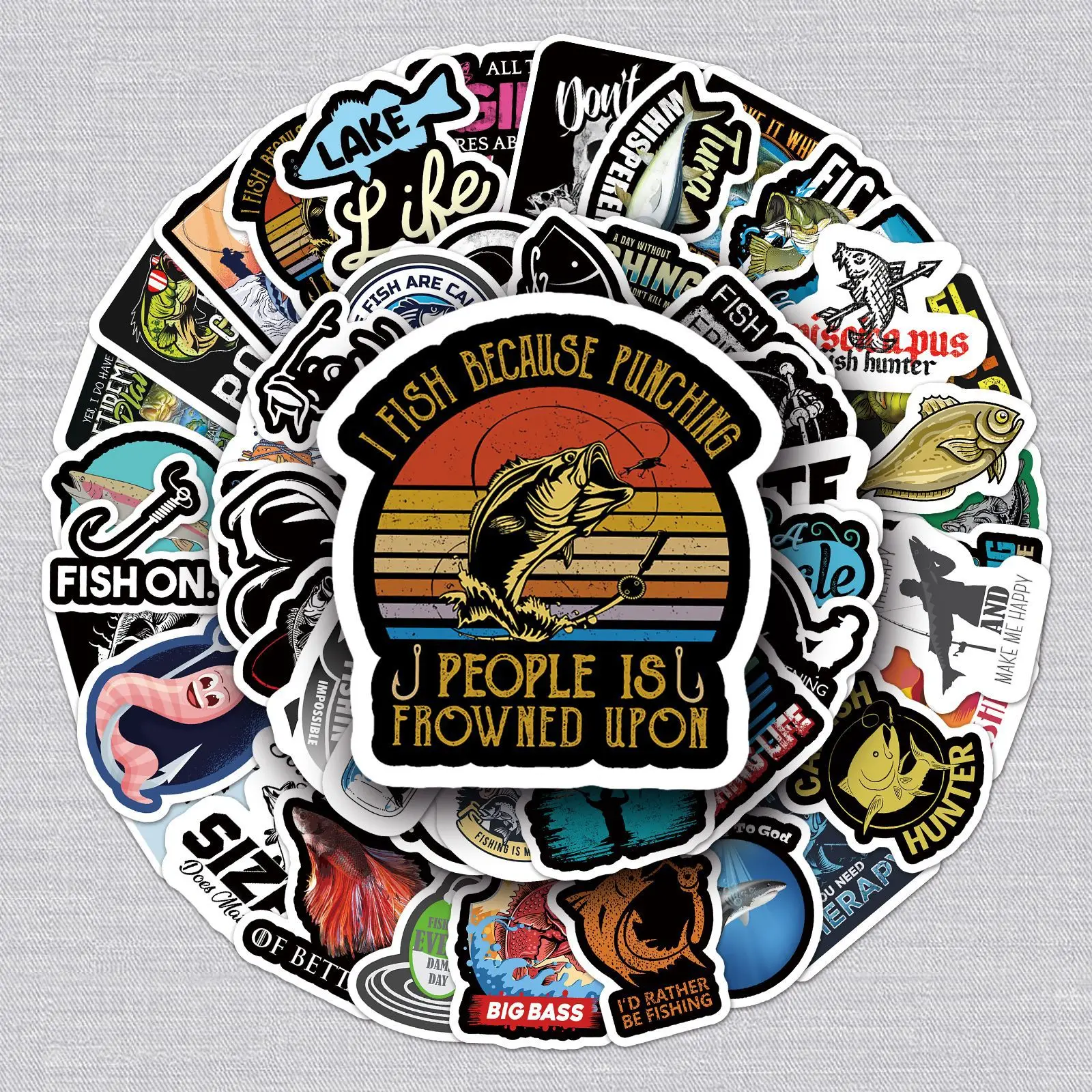

wholesale Sticker Factory 52 sheets Fishing Sea Fishing Series Scooter Motorcycle Locomotive Mobile Phone Waterproof