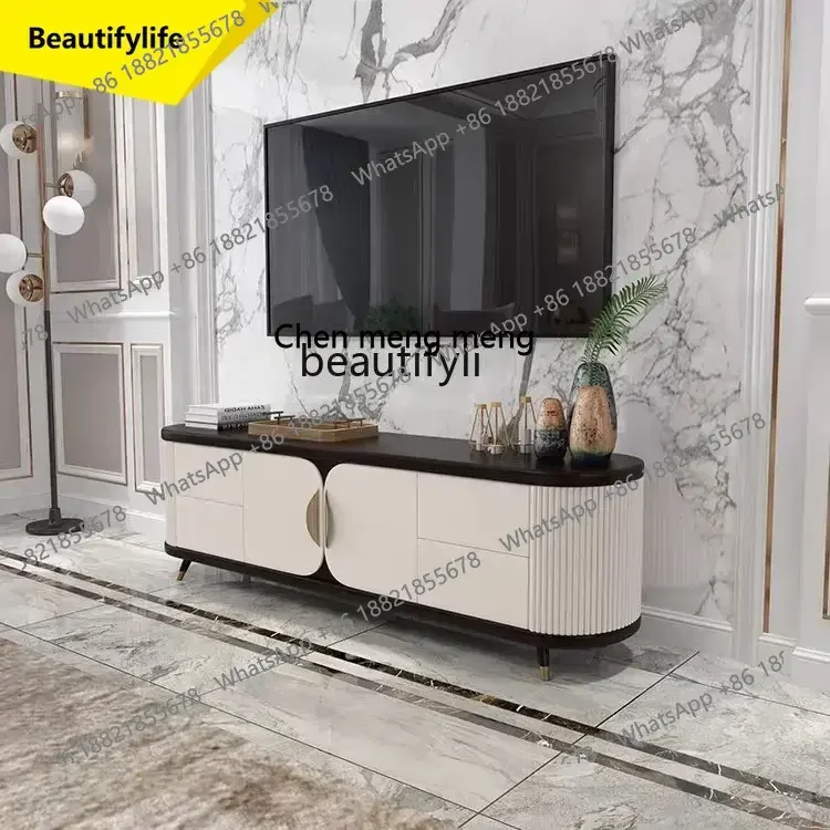 

ss 8617 Light Luxury TV Cabinet Simple Solid Wood TV Stand Combination Hong Kong Style Living Room Locker Floor Cabinet