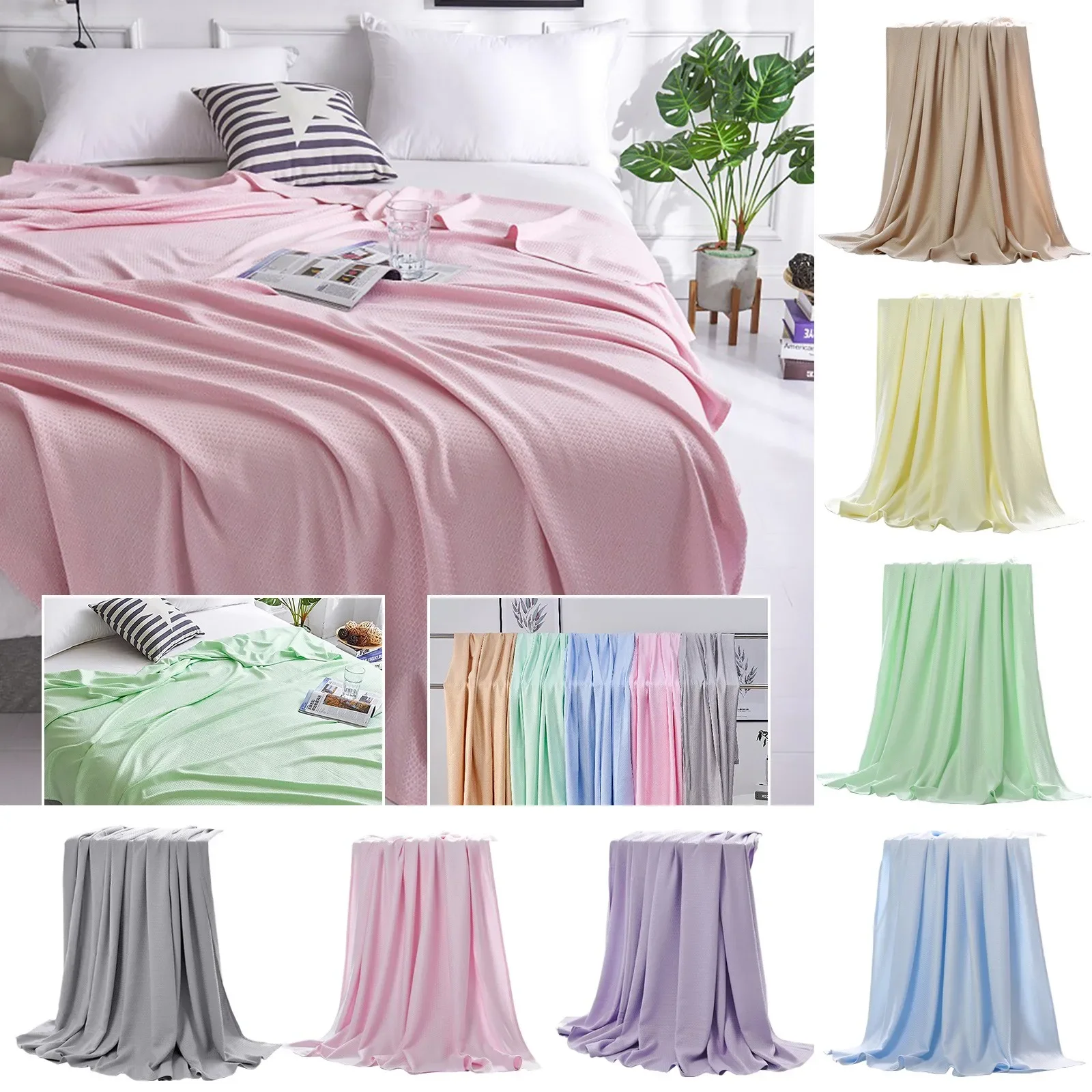 Summer Cooling Blanket Air Conditioning Quilt Skin-friendly Bamboos Fiber Light And Thin Breathable Cooling Quilt For Home Manta