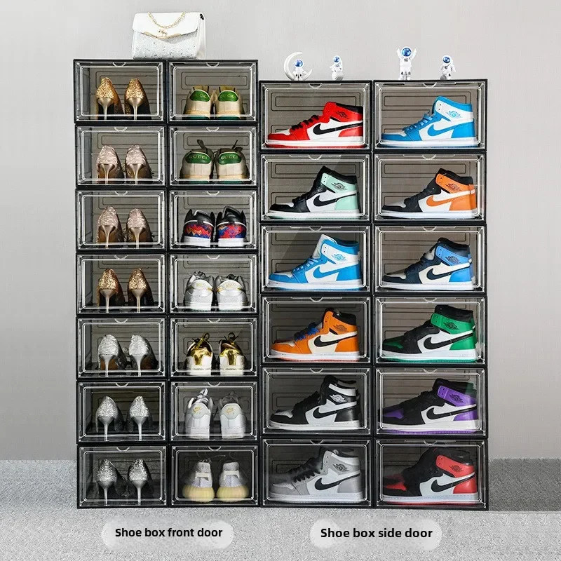 Flip up plastic simple combination shoe cabinet, household magnetic absorption box, non acrylic transparent shoe box