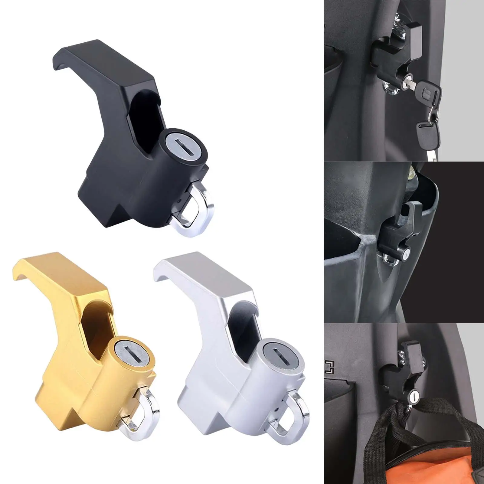 Motorcycle Helmet Security Hook Lock Safety Lock Easy to Install 1 Pack Mount Hanger Locking Set Durable Fit for Street Bike