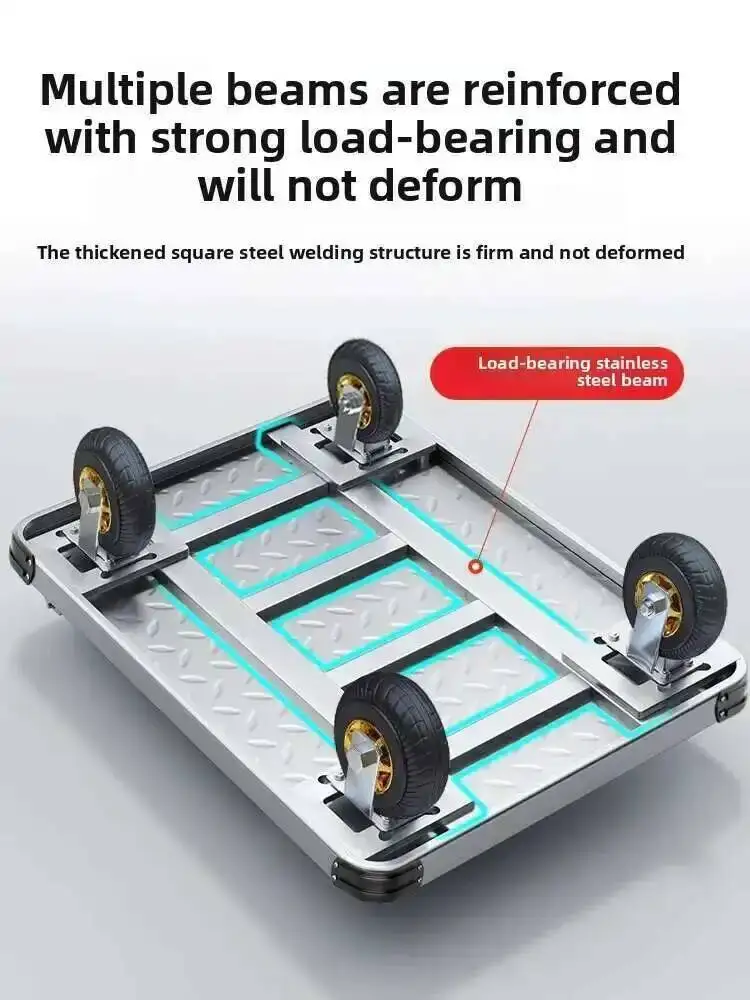 

Small Steel Plate Trailer, Truck, Folding Board Cart, Hand Pushed Flat Pulled Portable Moving