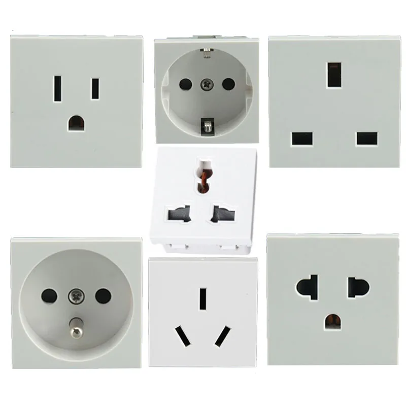Uniwersalne białe gniazdo zasilania UPS PDU 45 * 45MM z wbudowanym przewodem śrubowym 10/13/16A AU EU US UK Gniazdo biurkowe AC Panel Module Outlet