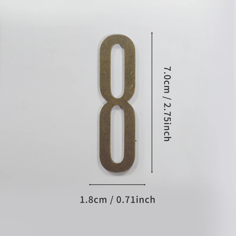 Bronzefarbene Türnummer mit Magneten, 7 cm, Hausnummer aus Metall, Wohnungstürnummer für Outdoor, Hotel, Zuhause, Briefkastenetikett – Detail 14