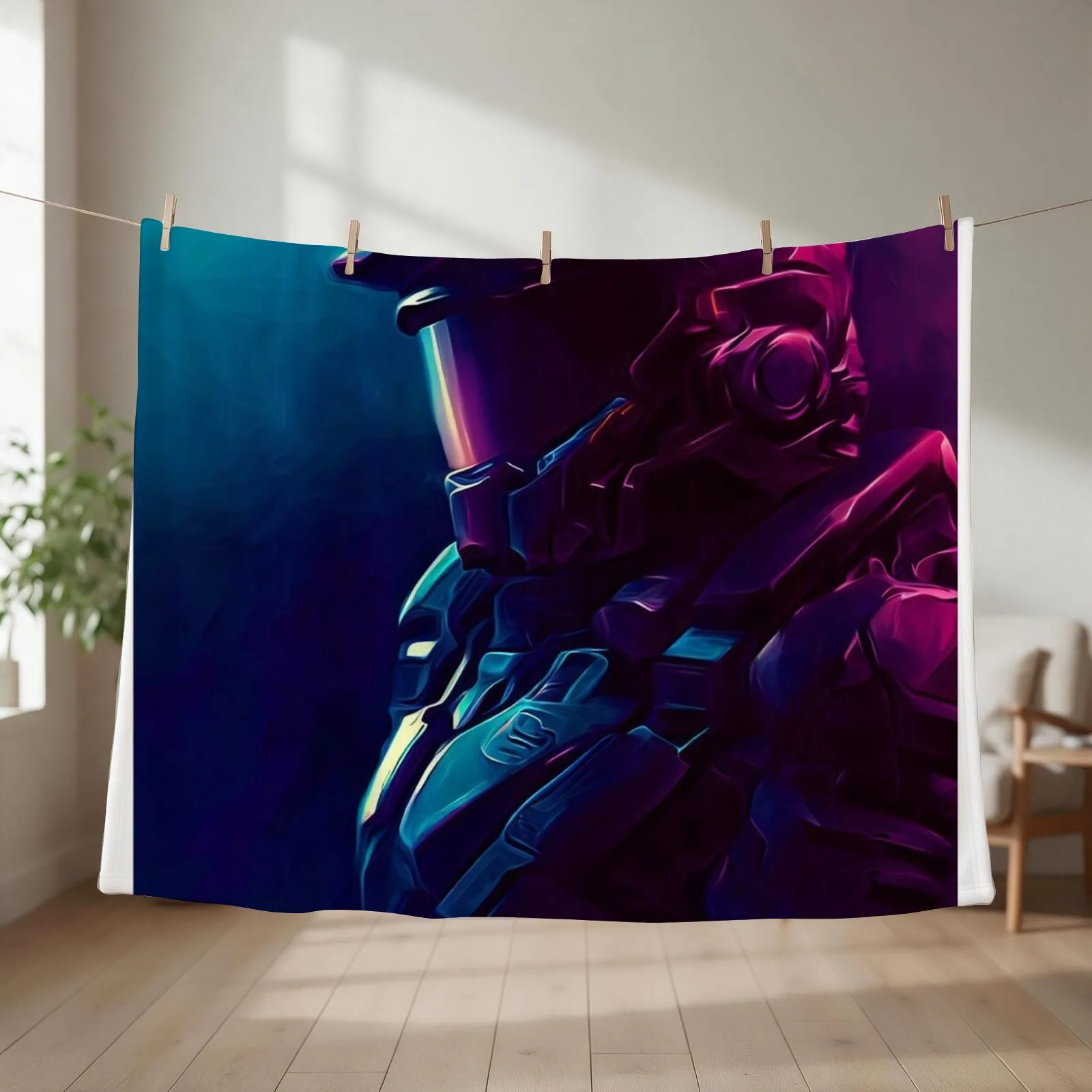 Original art Major Spartan 117 Throw Blanket