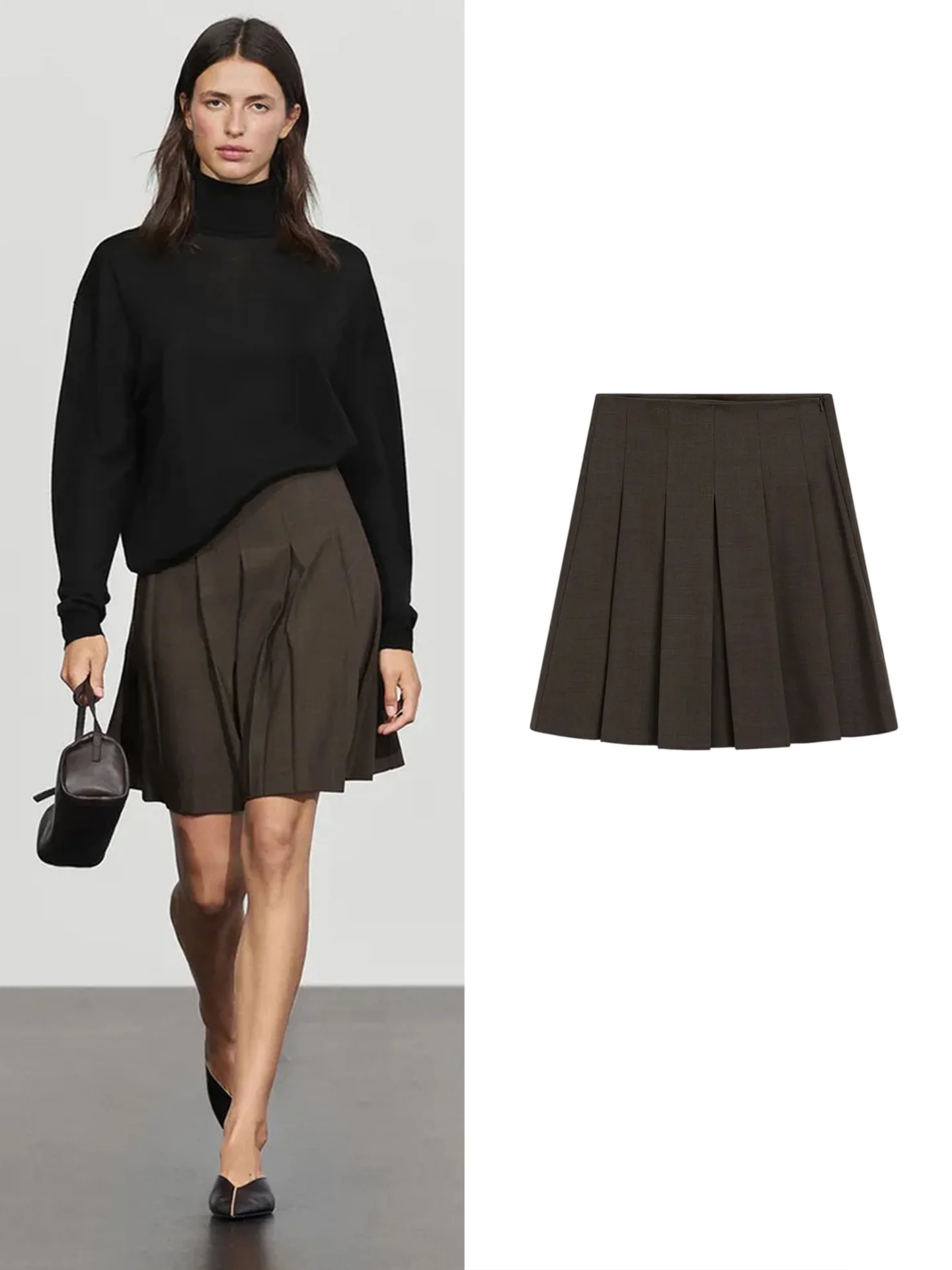 Autumn New Arrival Casual Style Standard Fit Zipper mid Waist Short Pleated Half Body Skirt for Women Polyester Fiber Washed