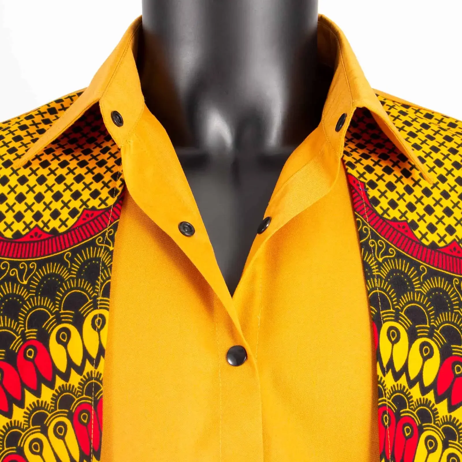 African Print Shirts for Men Full Sleeve Stand Neck Single Breasted Dashiki Tops Ankara Formal Men Shirt Slim Fit A2212011