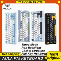 Aula F75 Mechanical Keyboard 2.4g Wireless Bluetooth Wired Three Mode 80 Key Gasket Structure Rgb Hot Swap Pc Gaming Keyboard