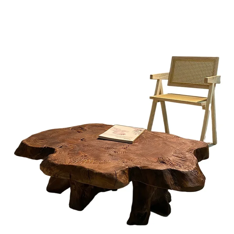 

wabi-sabi wind, living room sofa coffee table, retro weathered tatami low table, solid wood homestay