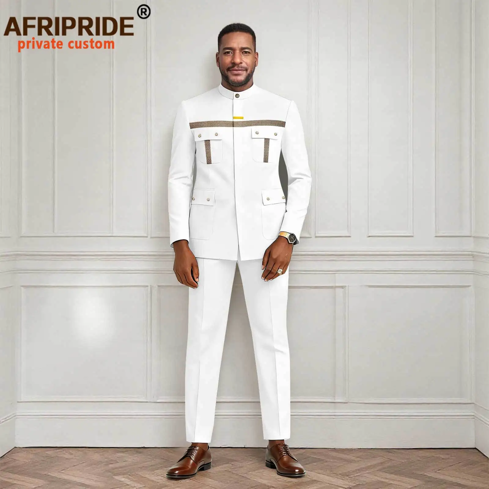 African Suits for Men Slim Fit One Button Blazer and Pants Set Business Dress Suit Formal Outfits Party Wedding Evening 2616005