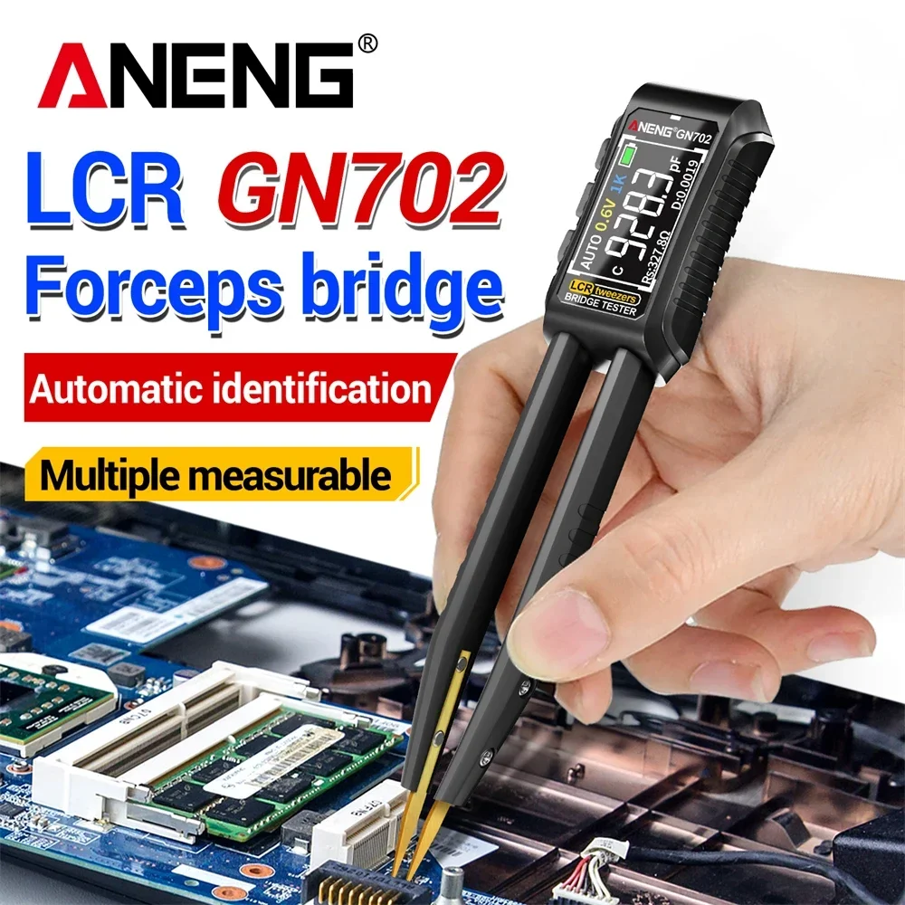 ANENG GN702 Digital LCRTweezer Meter SMD ESR Tester Capacitance Resistance Diode TestTool Type-C Smart Forceps Bridge Multimeter