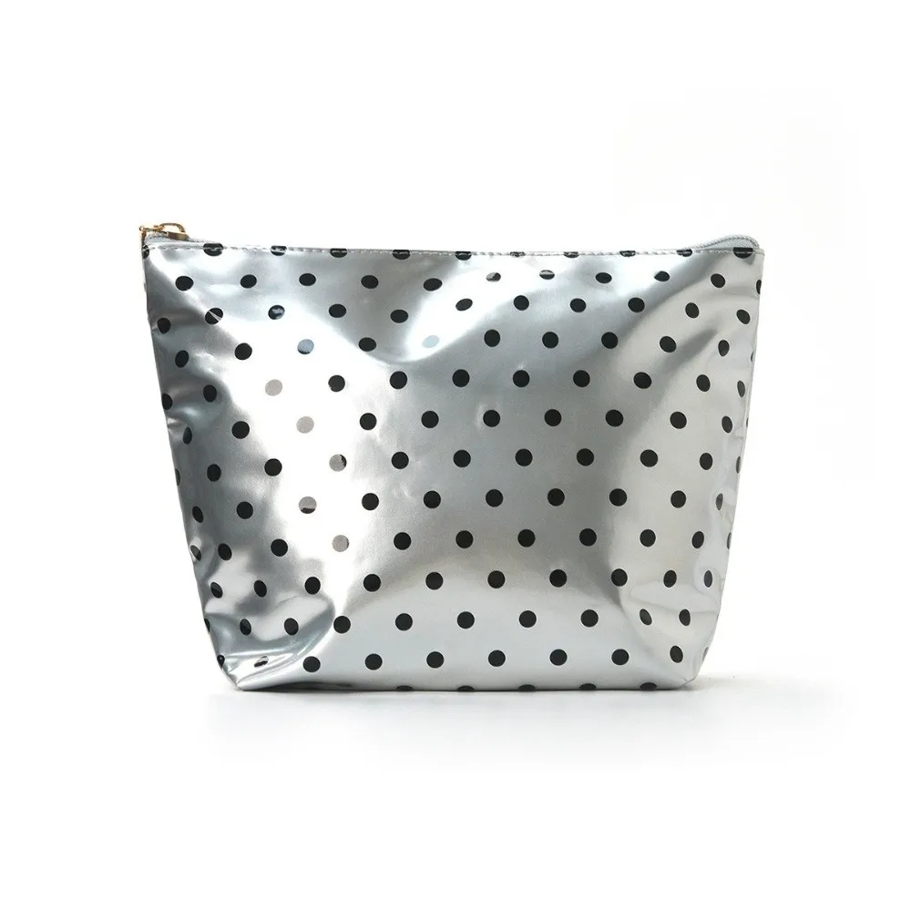 Fashion Glossy Polka Dot Cosmetic Bag PU Material Large Capacity Makeup Pouch Waterproof Portable Design Wash Bag For Travel