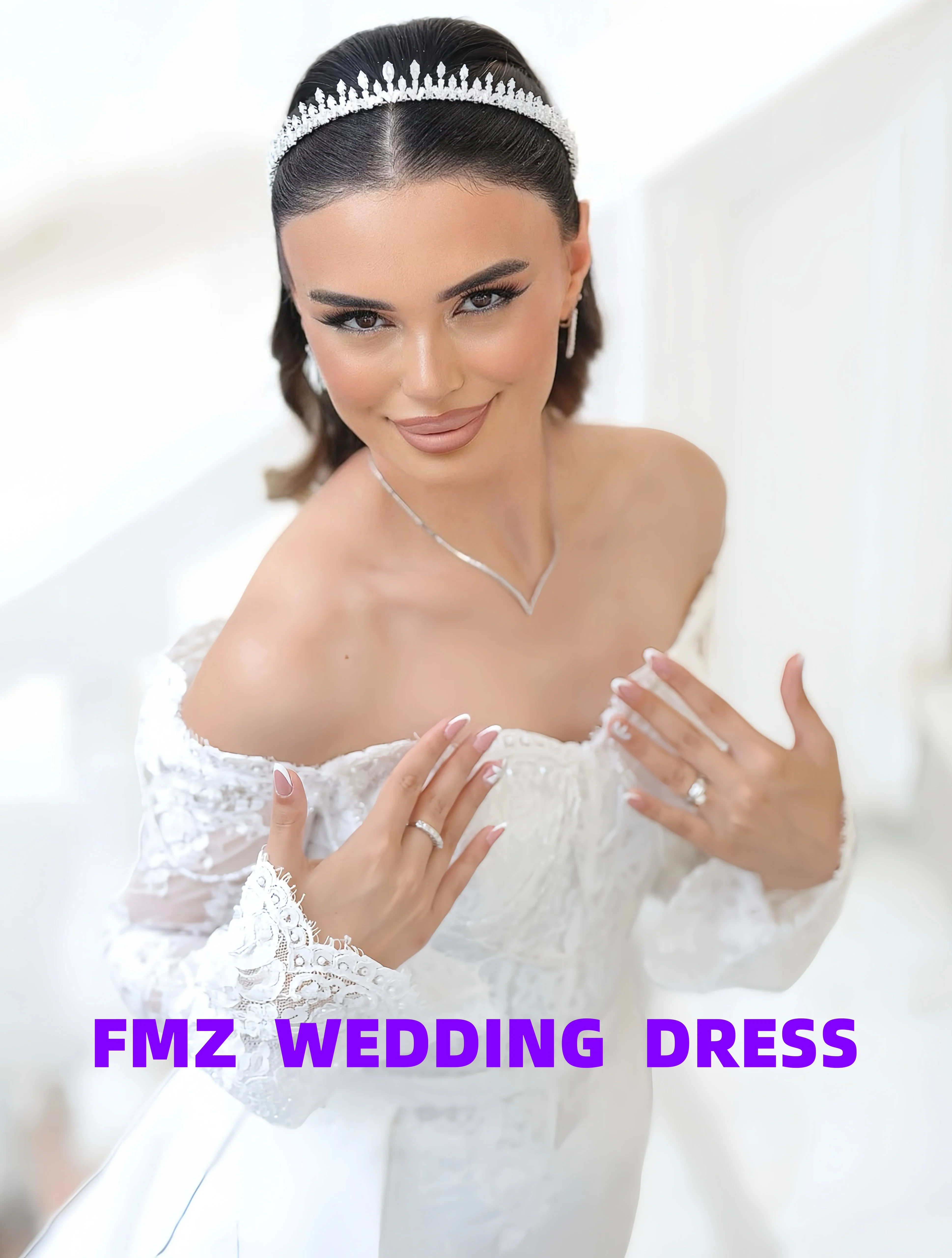 Customized Sweet collar Long Sleeve Mermaid Detachable tail amanda novias vestidos de novia amanda's novias wedding dress